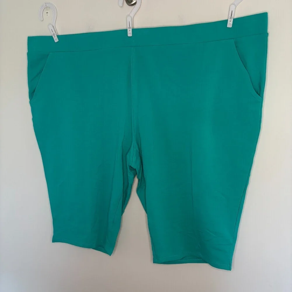 Belle Beach by Kim Gravel NEW French Terry Pull On Shorts Womens 5X Blue - Picture 2 of 10